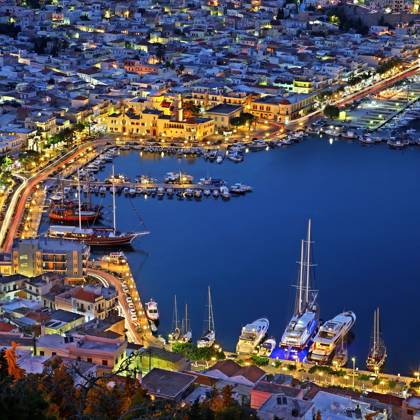 Kalymnos pier at night